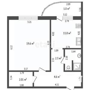 1-к квартира, вторичка, 43м2, 4/11 этаж
