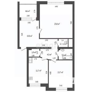 2-к квартира, вторичка, 74м2, 1/6 этаж