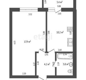 1-к квартира, вторичка, 36м2, 5/9 этаж