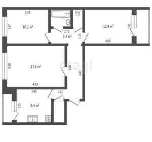 3-к квартира, вторичка, 63м2, 3/10 этаж