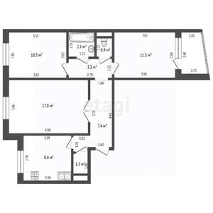 3-к квартира, вторичка, 63м2, 9/9 этаж