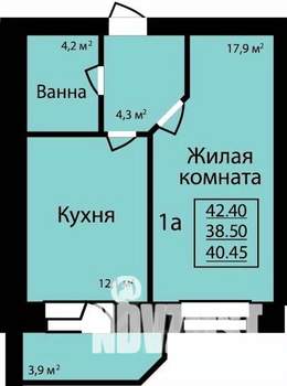 1-к квартира, строящийся дом, 42м2, 4/9 этаж