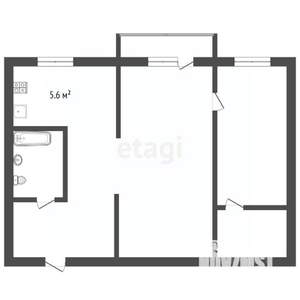 2-к квартира, вторичка, 40м2, 4/4 этаж