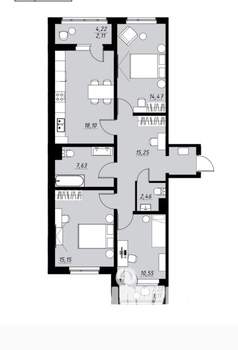 3-к квартира, вторичка, 87м2, 3/9 этаж