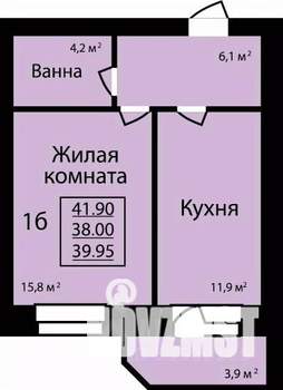 1-к квартира, строящийся дом, 42м2, 5/9 этаж