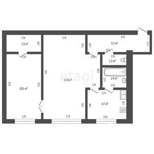 2-к квартира, вторичка, 43м2, 1/5 этаж