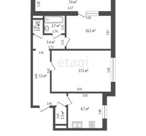2-к квартира, вторичка, 52м2, 1/9 этаж