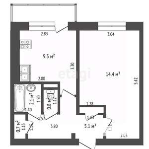 1-к квартира, вторичка, 32м2, 5/5 этаж