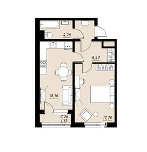 1-к квартира, вторичка, 47м2, 9/9 этаж