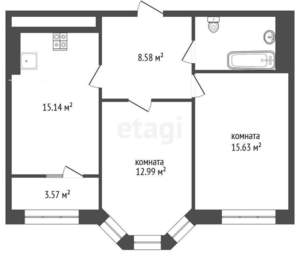 2-к квартира, вторичка, 61м2, 8/18 этаж