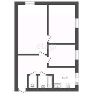 3-к квартира, вторичка, 50м2, 2/2 этаж