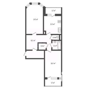 2-к квартира, вторичка, 69м2, 8/17 этаж