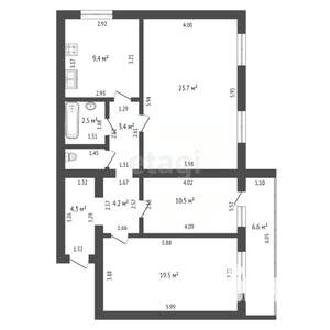 3-к квартира, вторичка, 78м2, 6/6 этаж