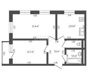 2-к квартира, вторичка, 61м2, 11/9 этаж