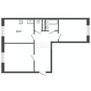 2-к квартира, вторичка, 59м2, 4/4 этаж