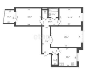 3-к квартира, вторичка, 63м2, 1/9 этаж