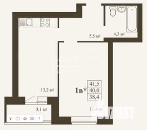 1-к квартира, вторичка, 42м2, 4/9 этаж