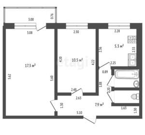 2-к квартира, вторичка, 44м2, 4/5 этаж