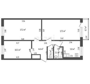3-к квартира, вторичка, 61м2, 5/5 этаж
