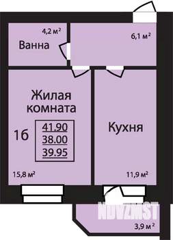 1-к квартира, строящийся дом, 40м2, 5/9 этаж