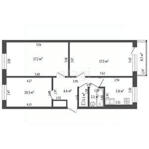 3-к квартира, вторичка, 61м2, 5/5 этаж