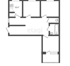 3-к квартира, вторичка, 64м2, 3/9 этаж