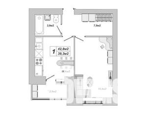 1-к квартира, вторичка, 43м2, 8/16 этаж