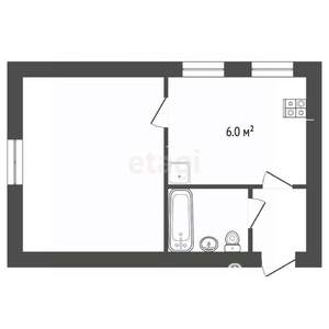 1-к квартира, вторичка, 28м2, 1/2 этаж