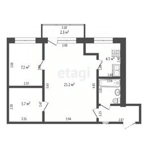 2-к квартира, вторичка, 45м2, 4/5 этаж