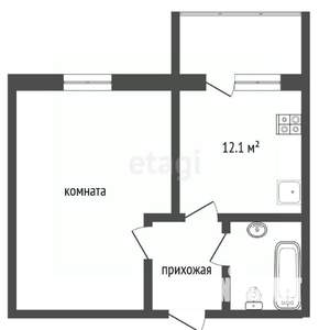 1-к квартира, вторичка, 38м2, 3/9 этаж