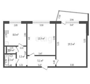 2-к квартира, вторичка, 53м2, 3/9 этаж