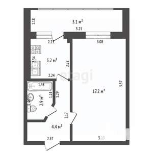 1-к квартира, вторичка, 30м2, 1/5 этаж