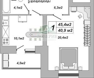 1-к квартира, вторичка, 45м2, 8/16 этаж
