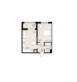 1-к квартира, вторичка, 43м2, 5/9 этаж