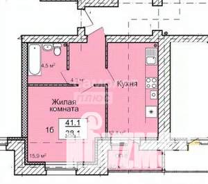 1-к квартира, вторичка, 41м2, 7/9 этаж