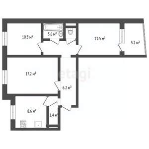 3-к квартира, вторичка, 63м2, 4/9 этаж