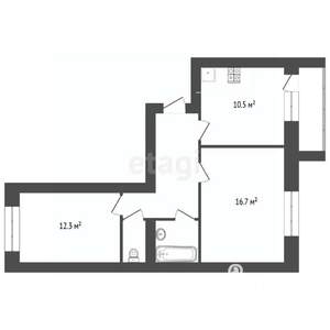 2-к квартира, вторичка, 53м2, 1/9 этаж
