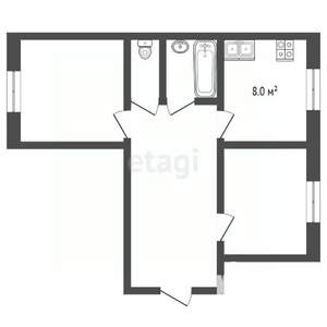 2-к квартира, вторичка, 46м2, 5/5 этаж