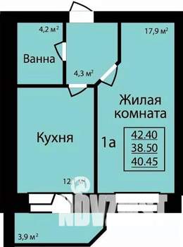 1-к квартира, строящийся дом, 42м2, 5/9 этаж