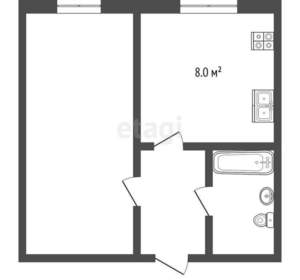 1-к квартира, вторичка, 38м2, 3/9 этаж