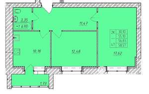 2-к квартира, вторичка, 59м2, 6/9 этаж